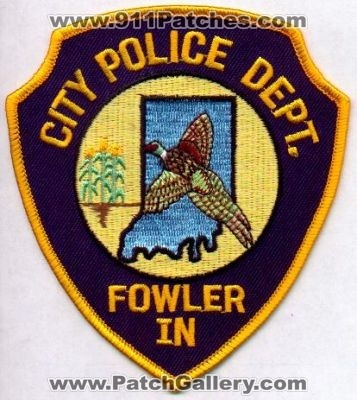 Fowler Police Dept
Thanks to EmblemAndPatchSales.com for this scan.
Keywords: indiana city department