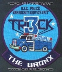 New York Police Department ESU Truck 3
Thanks to EmblemAndPatchSales.com for this scan.
Keywords: nypd city of emergency services unit the bronx