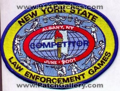 New York State Law Enforcement Games 2001
Thanks to EmblemAndPatchSales.com for this scan.
Keywords: competitor albany