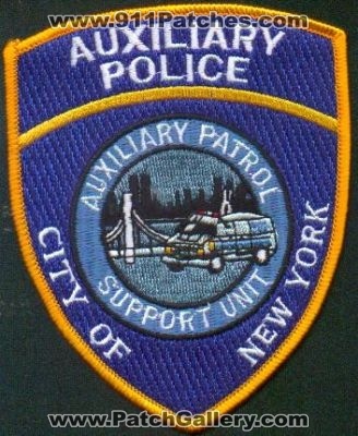 New York Police Department Auxiliary Patrol Support Unit
Thanks to EmblemAndPatchSales.com for this scan.
Keywords: nypd city of