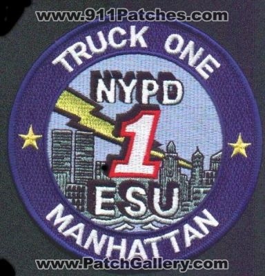 New York Police Department ESU 1
Thanks to EmblemAndPatchSales.com for this scan.
Keywords: nypd city of truck one manhattan emergency services unit