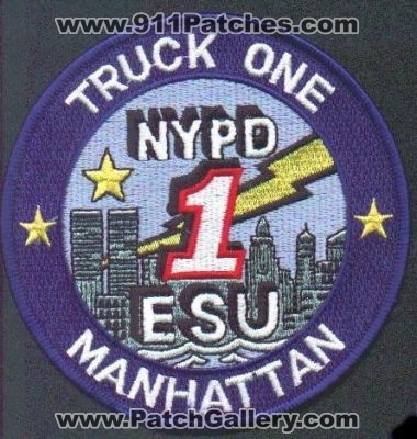 New York Police Department ESU 1
Thanks to EmblemAndPatchSales.com for this scan.
Keywords: nypd city of truck one manhattan emergency services unit
