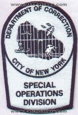 New York Correction Special Operations Division
Thanks to EmblemAndPatchSales.com for this scan.
Keywords: department of doc city