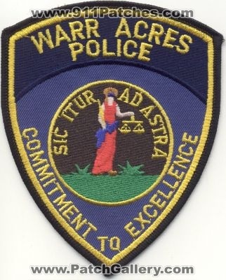 Warr Acres Police
Thanks to EmblemAndPatchSales.com for this scan.
Keywords: oklahoma