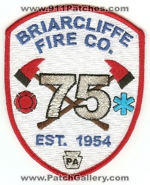 Briarcliffe Fire Co 75
Thanks to PaulsFirePatches.com for this scan.
Keywords: pennsylvania company