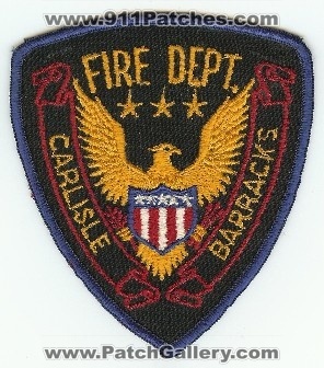 Carlisle Barracks Fire Dept
Thanks to PaulsFirePatches.com for this scan.
Keywords: pennsylvania department