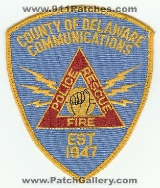 Delaware County Communications Fire Rescue Police
Thanks to PaulsFirePatches.com for this scan.
Keywords: pennsylvania