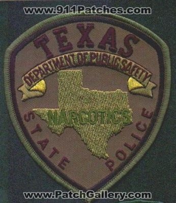 Texas State Police Narcotics
Thanks to EmblemAndPatchSales.com for this scan.
Keywords: department of public safety dps