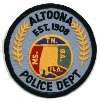 Altoona Police Dept (Alabama)
Thanks to BensPatchCollection.com for this scan.
Keywords: department