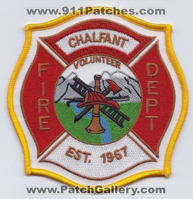 Chalfant Volunteer Fire Department (California)
Thanks to PaulsFirePatches.com for this scan.
Keywords: dept.