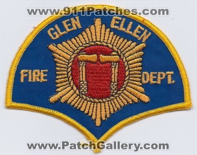 Glen Ellen Fire Department (California)
Thanks to PaulsFirePatches.com for this scan.
Keywords: dept.