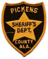 Pickens County Sheriff's Dept (Alabama)
Thanks to BensPatchCollection.com for this scan.
Keywords: sheriffs department