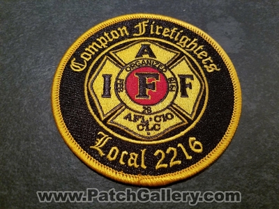 Compton Fire Department Firefighters IAFF Local 2216 Patch (California)
Thanks to Jeremiah Herderich for the picture.
Keywords: dept. i.a.f.f. union