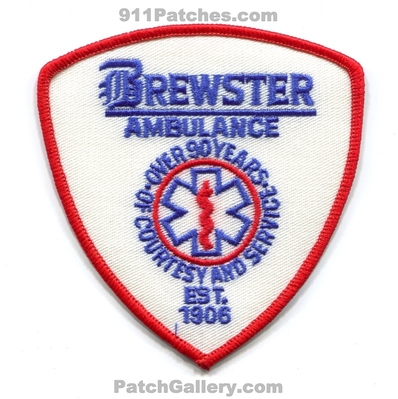 Brewster Ambulance Emergency Medical Services EMS Patch (Massachusetts)
Scan By: PatchGallery.com
Keywords: emt paramedic over 90 years courtesy and service est. 1906