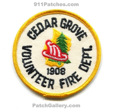Cedar Grove Volunteer Fire Department Patch (New Jersey) (Confirmed)
Scan By: PatchGallery.com
Keywords: vol. dept. 1908