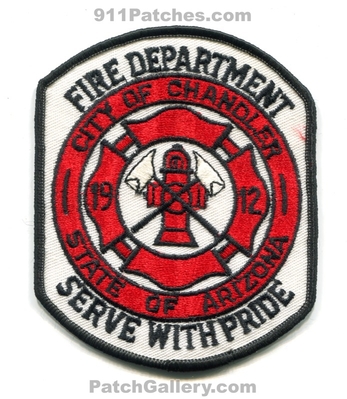 Chandler Fire Department Patch (Arizona)
Scan By: PatchGallery.com
Keywords: city of dept. 1912 serve with pride state