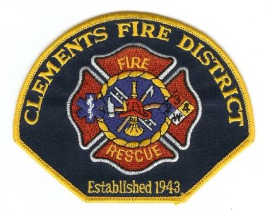 Clements Fire District
Thanks to PaulsFirePatches.com for this scan.
Keywords: california rescue