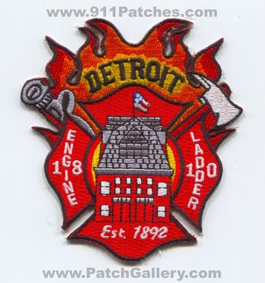 Detroit Fire Department Engine 18 Ladder 10 Patch (Michigan)
Scan By: PatchGallery.com
Keywords: Dept. DFD D.F.D. Company Co. Station Est. 1892