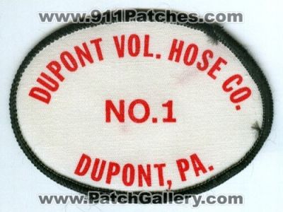 Dupont Volunteer Hose Company Number 1 (Pennsylvania)
Scan By: PatchGallery.com
Keywords: fire vol. co. no. #1 pa. department dept.