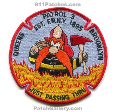New York City Fire Department FDNY Patrol 3 Patch (New York)
Scan By: PatchGallery.com
Keywords: of dept. f.d.n.y. company co. station est. 1895 queens brooklyn just passing thru