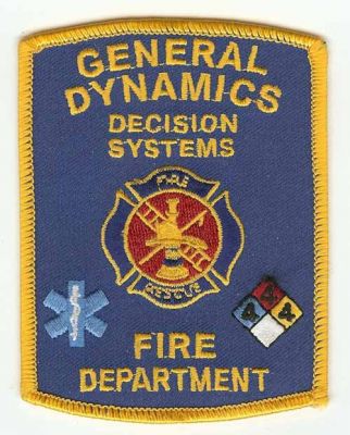 General Dynamics Fire Department
Thanks to PaulsFirePatches.com for this scan.
Keywords: arizona decision systems