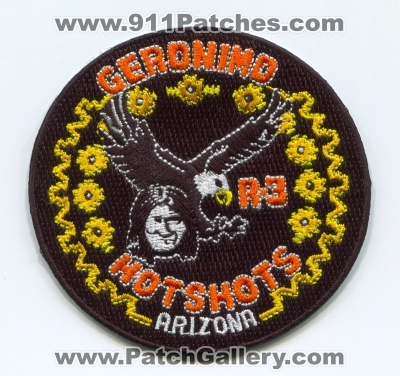 Geronimo HotShots Region 3 Wildland Fire Patch (Arizona)
Scan By: PatchGallery.com
[b]Patch Made By: 911Patches.com[/b]
Keywords: r3 r-3 forest wildfire