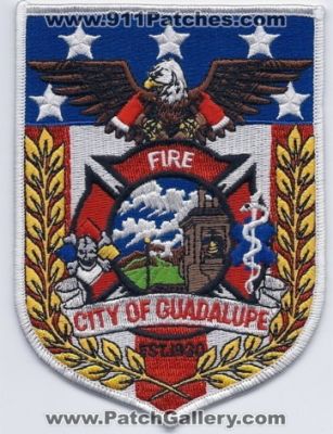 Guadalupe Fire Department (California)
Thanks to PaulsFirePatches.com for this scan.
Keywords: dept. city of