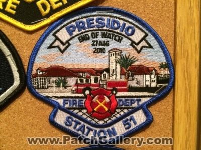 Presidio Fire Department Station 51 (California)
Picture By: PatchGallery.com
Thanks to Jeremiah Herderich
Keywords: dept. end of watch 27 aug 2010