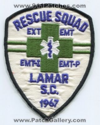 Lamar Rescue Squad Patch (South Carolina)
Scan By: PatchGallery.com
Keywords: ext emt emt-i emt-p s.c. ems