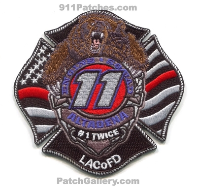 Los Angeles County Fire Department Station 11 Patch (California)
Scan By: PatchGallery.com
[b]Patch Made By: 911Patches.com[/b]
Keywords: co. dept. lacofd l.a.co.f.d. engine squad company co. altadena #1 twice bear