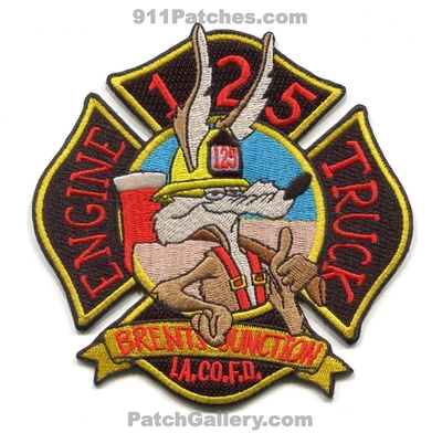 Los Angeles County Fire Department Station 125 Patch (California)
Scan By: PatchGallery.com
Keywords: co. of dept. lacofd l.a.co.f.d. company engine truck wile e. coyote the road runner brents junction