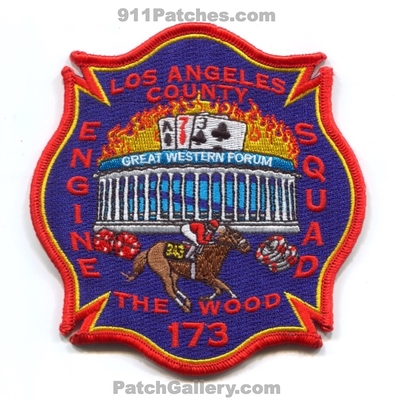 Los Angeles County Fire Department Station 173 Patch (California)
Scan By: PatchGallery.com
Keywords: co. of dept. lacofd l.a.co.f.d. company engine squad the wood great western forum horse
