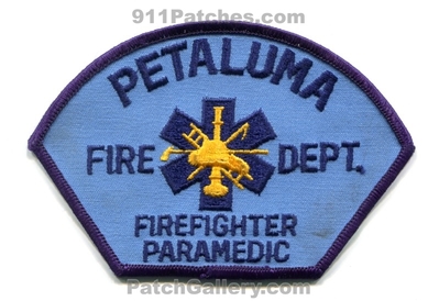 Petaluma Fire Department Firefighter Paramedic Patch (California)
Scan By: PatchGallery.com
Keywords: dept. ff ems ambulance