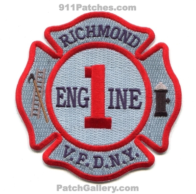 Richmond Volunteer Fire Department Engine Company 1 Patch (New York)
Scan By: PatchGallery.com
Keywords: vol. dept. co. number no. #1 vfdny v.f.d.n.y.