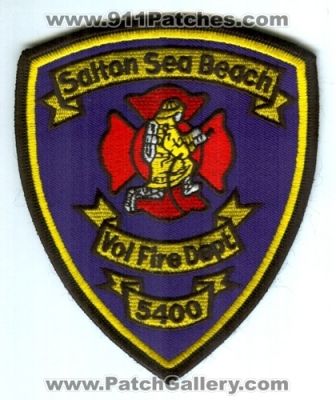 Salton Sea Beach Volunteer Fire Department 5400 Patch (California)
Scan By: PatchGallery.com
Keywords: vol. dept.