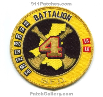 Seattle Fire Department Battalion 4 Patch (Washington)
[b]Scan From: Our Collection[/b]
Keywords: dept. sfd chief engine ladder e8 e9 e18 e20 e21 e24 e35 e41 ladder l6 l8
