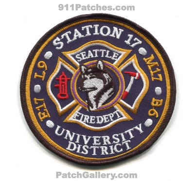 Seattle Fire Department Station 17 Patch (Washington)
[b]Scan From: Our Collection[/b]
Keywords: dept. sfd e17 engine l9 ladder m17 medic b6 battalion chief company co. university district