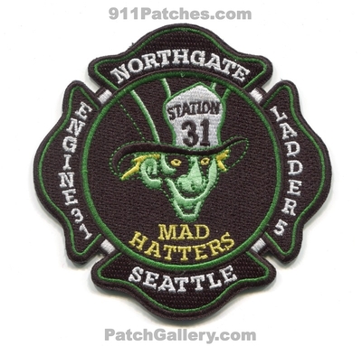 Seattle Fire Department Station 31 Patch (Washington)
[b]Scan From: Our Collection[/b]
Keywords: dept. sfd company co. station engine ladder 5 Northgate mad hatters