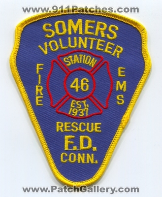 Somers Volunteer Fire Department Station 46 Patch (Connecticut)
Scan By: PatchGallery.com
Keywords: vol. dept. ems rescue f.d. conn.