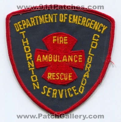 Thornton Department of Emergency Service Fire Ambulance Rescue Patch (Colorado)
[b]Scan From: Our Collection[/b]
Keywords: dept. services