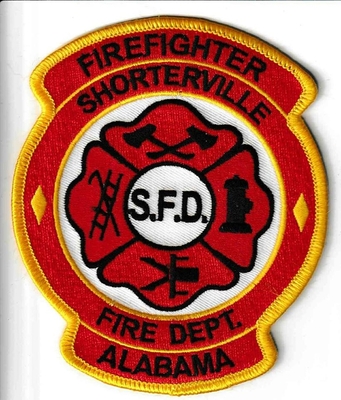 Shorterville Fire Department Firefighter Patch (Alabama)
Thanks to Ronnie5411 for this scan.
Keywords: dept. s.f.d. sfd