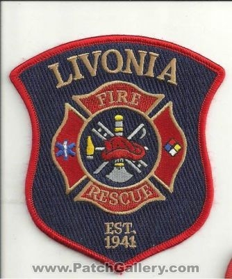 Livonia Fire Rescue Department Patch (Michigan)
Thanks to Ronnie5411 for this scan.
Keywords: dept.