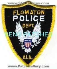 Flomaton Police Department (Alabama)
Thanks to BensPatchCollection.com for this scan.
Keywords: dept