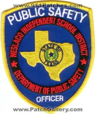 Weslaco Independent School District Department of Public Safety Officer (Texas)
Thanks to Police-Patches-Collector.com for this scan.
Keywords: police isd dps