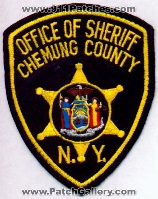 Chemung County Sheriff
Thanks to EmblemAndPatchSales.com for this scan.
Keywords: new york office of