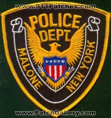 Malone Police Dept
Thanks to EmblemAndPatchSales.com for this scan.
Keywords: new york department