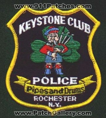Rochester Police Keystone Club Pipes and Drums
Thanks to EmblemAndPatchSales.com for this scan.
Keywords: new york