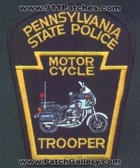 Pennsylvania State Police Trooper Motor Cycle
Thanks to EmblemAndPatchSales.com for this scan.
