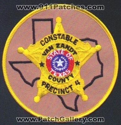 Van Zandt County Constable Precinct 4
Thanks to EmblemAndPatchSales.com for this scan.
Keywords: texas