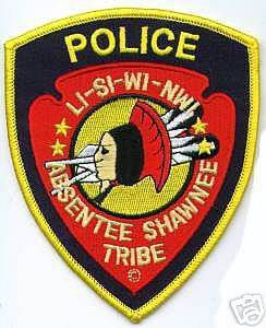 Absentee Shawnee Tribe Police
Thanks to apdsgt for this scan.
Keywords: oklahoma li-si-wi-nwi